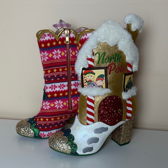 Irregular Choice Festive Christmas Boots with Glitter Accents - Picture 2 of 4